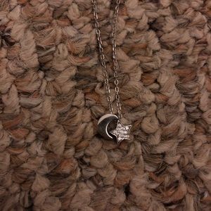 Diamond star and moon necklace